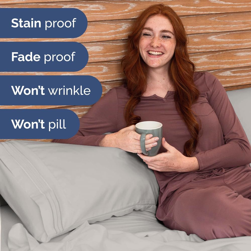 Bulk Case Pack of 12 Sheet Sets - (12) Complete Queen Size Sheet Sets with Deep Pockets - Wholesale Bulk Bedding for Hotels, Spas & Airbnbs - Breathable, Cooling & Wrinkle Free - (Queen, French Grey)