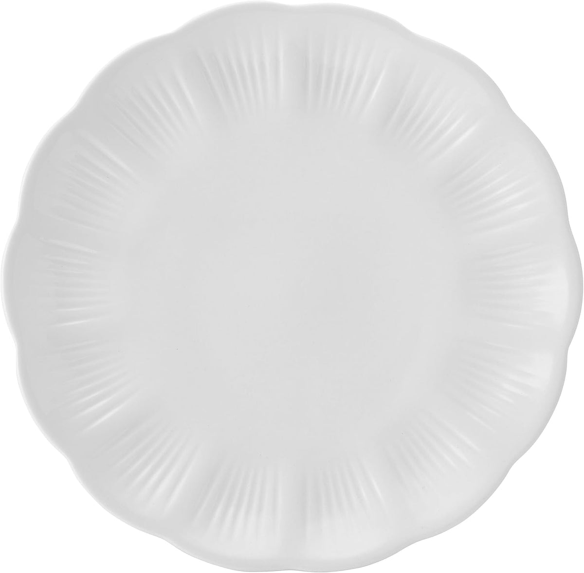 Mikasa Flora Scalloped Lightweight Chip Resistant Bone China 12 Piece Plate Bowl Dinnerware Set, Service for 4, White