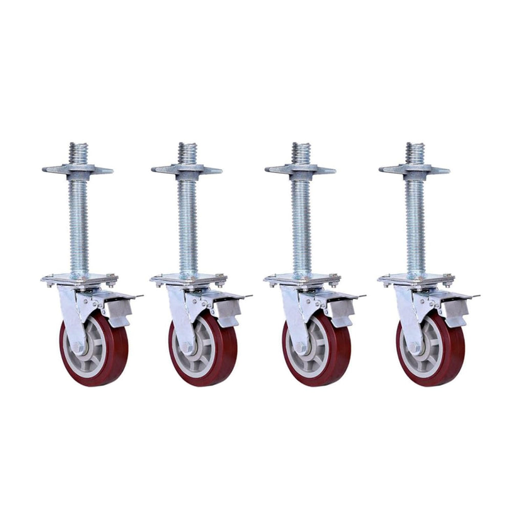 High Load-Bearing Scaffolding Movable Wheel 8-inch Universal Caster with Brake Adjustable Height Screw Base Mobile Bracket Wheel