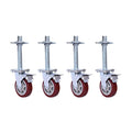 High Load-Bearing Scaffolding Movable Wheel 8-inch Universal Caster with Brake Adjustable Height Screw Base Mobile Bracket Wheel