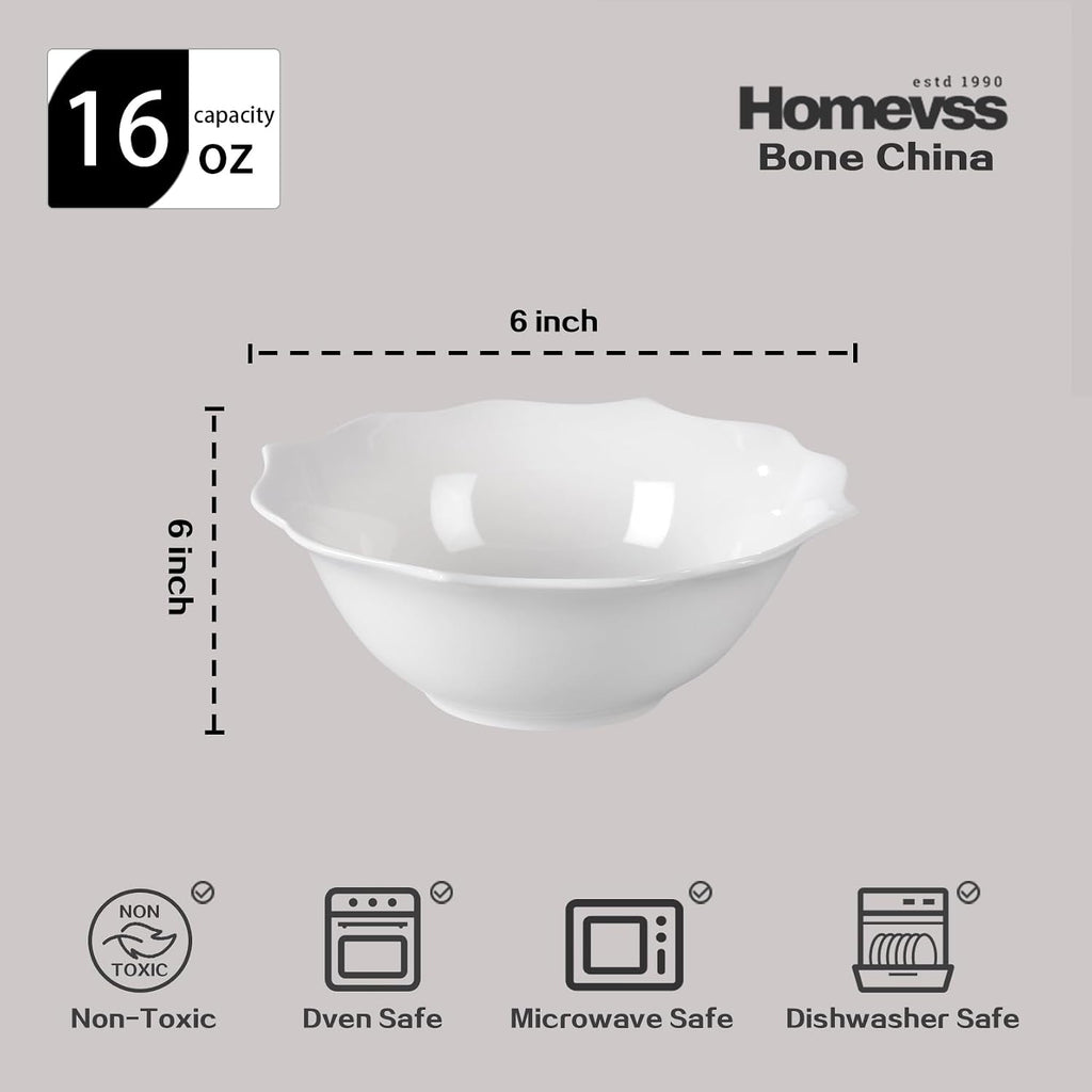 HomeVss, New Bone China Dinnerware Set, Embossed Lotus Design, 40pc Set