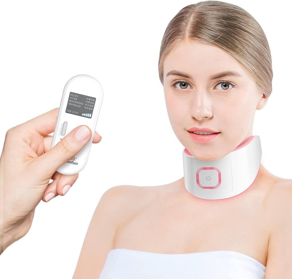 Intelligent Neck Lifting Device, 3 Color LED Neck Massager with Remote Control for Facial Massager | at Home Skin Care Tool