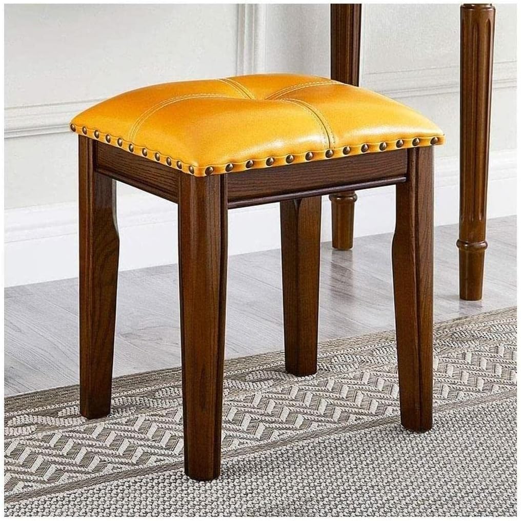 Vanity Benches，Leather Footstools, Piano Stool, Living Room and Bedroom Desk Stools (Color : Yellow)