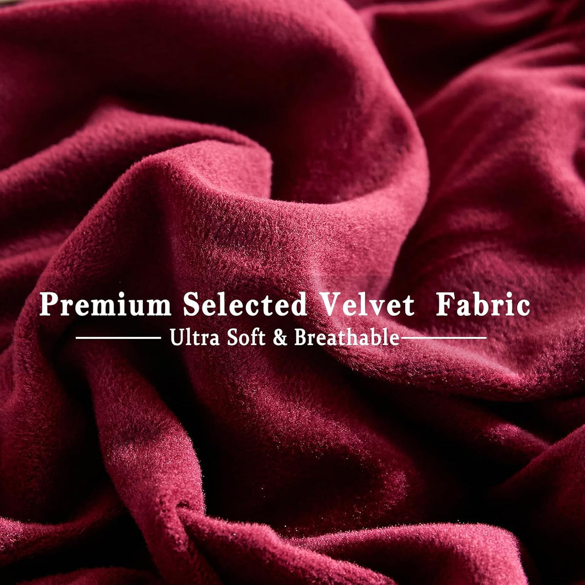 Bedbay Burgundy Velvet King Comforter Set,Boho Shabby Chic Ruched Bedding Comforter,Aesthetic Vintage Bedding Fluffy Ruffle Comforter Set,Ultra Soft Velvet Chenille Quilt Set,Red King 3 Piece