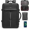 reeyee 18 Inch Large Laptop Backpack with Built-in Electric Vacuum Compression Bag, Expandable 25L-60L Travel Backpack for Men, No Pump Needed, Water Resistant Business Work Bag with USB/Type-C