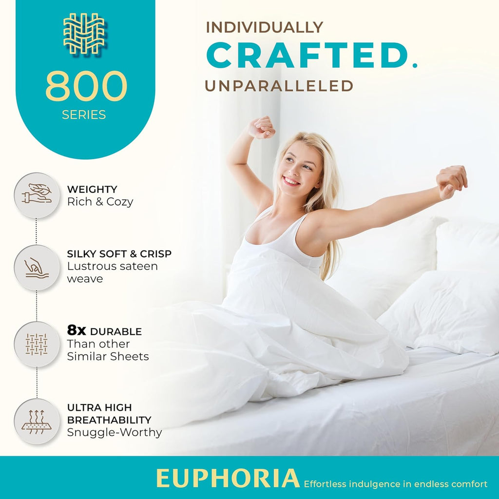 THREAD SPREAD 100% Egyptian Cotton California King Bed Sheets - 800 Series Euphoria Collection Cal King Sheets (6 PC, Dark Grey), Sateen Weave Deep Pocket Hotel Sheet, Soft Cooling Bedding Sheet