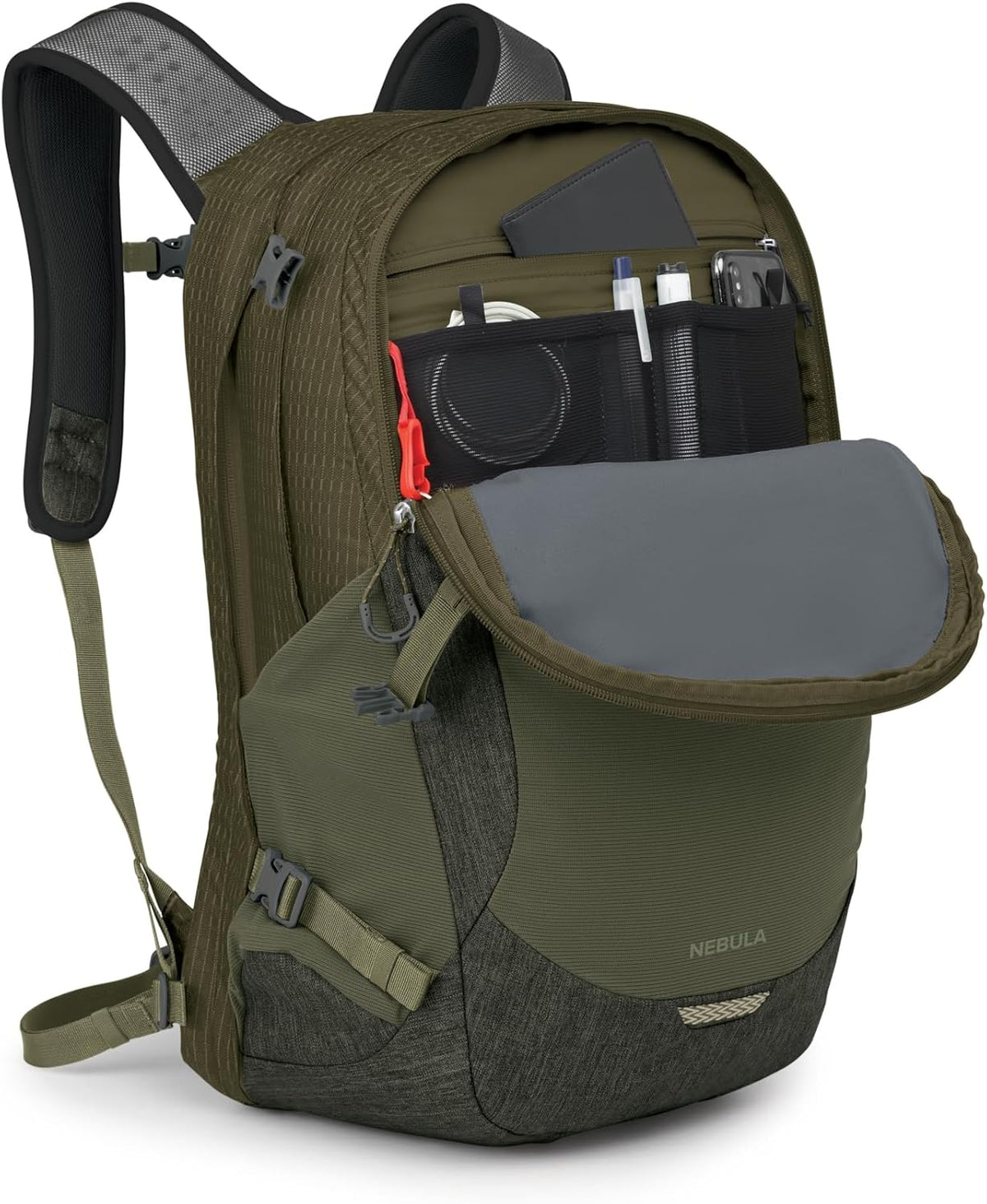 Osprey Nebula Commuter Backpack - Everyday Bag with Laptop Sleeve and Bottle Pockets, Moss Green/Earl Grey Heather
