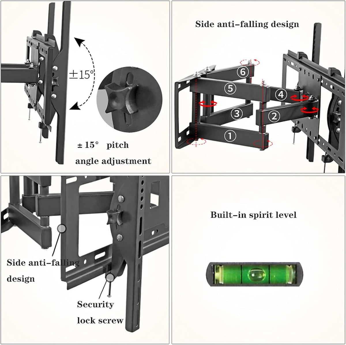 Universal Tv Stand Tv Stand Base Universal Six-Arm Wall Mounted Tv Bracket Full Motion Swivel Extension Tilt Tv Mount, Fits for Most 40'-75' Flat Tvs with Max V,