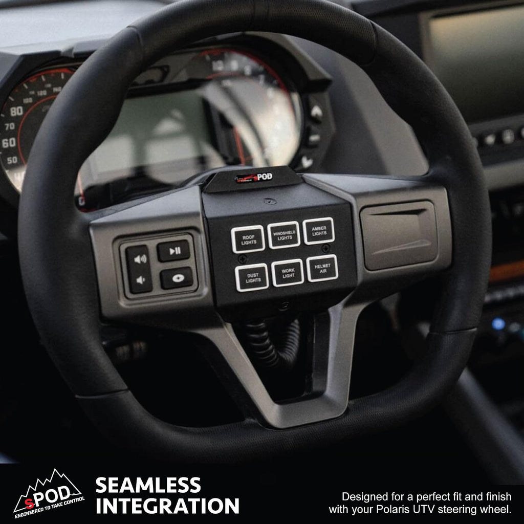 sPOD SourceLT Mini 6 Accessory Controller with Steering Wheel Mount Kit for 2022+ Polaris RZR Pro R, 2020+ Pro XP, 2025 Pro S, & 2020-24' Turbo R UTV - USA 5-Year Warranty