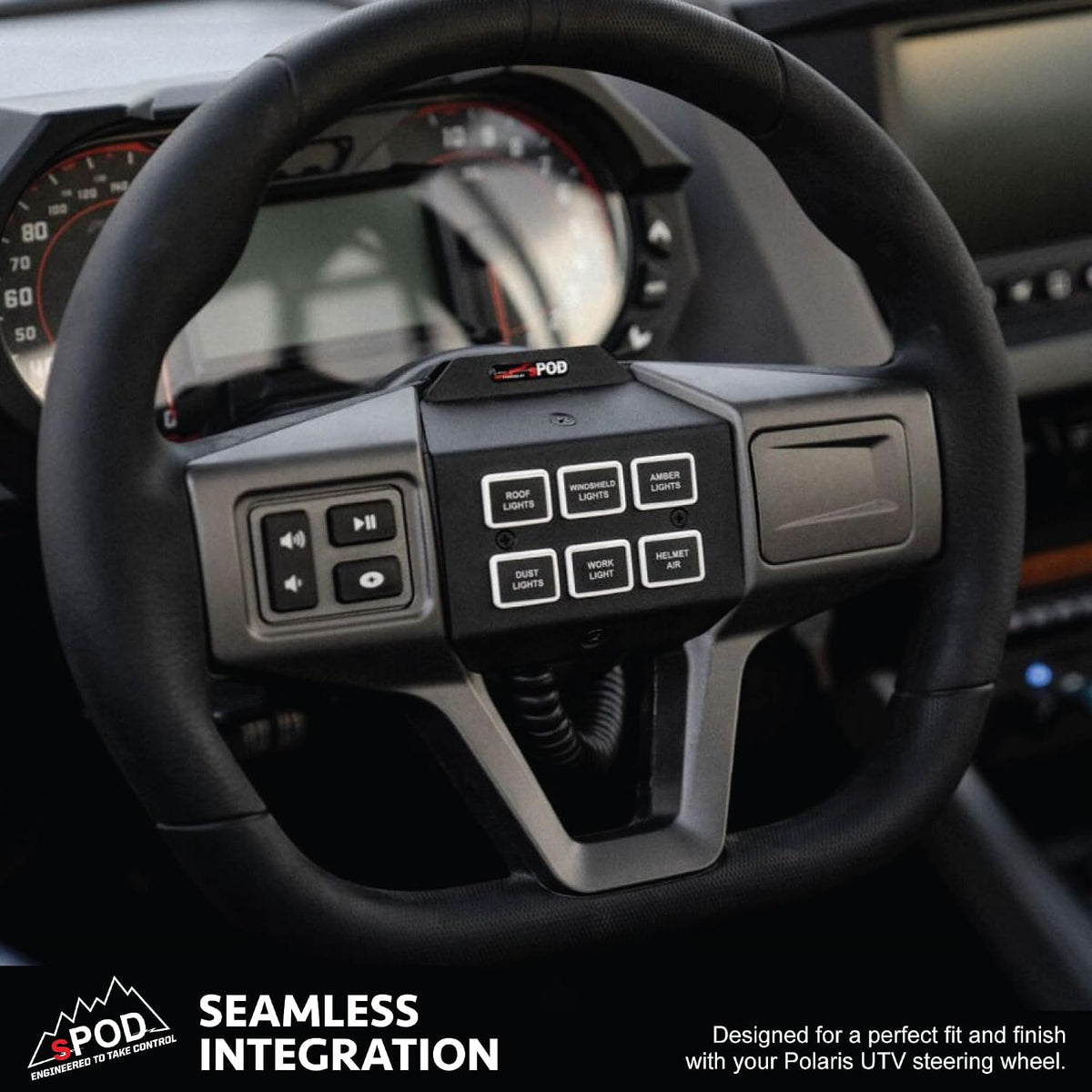 sPOD SourceLT Mini 6 Accessory Controller with Steering Wheel Mount Kit for 2022+ Polaris RZR Pro R, 2020+ Pro XP, 2025 Pro S, & 2020-24' Turbo R UTV - USA 5-Year Warranty