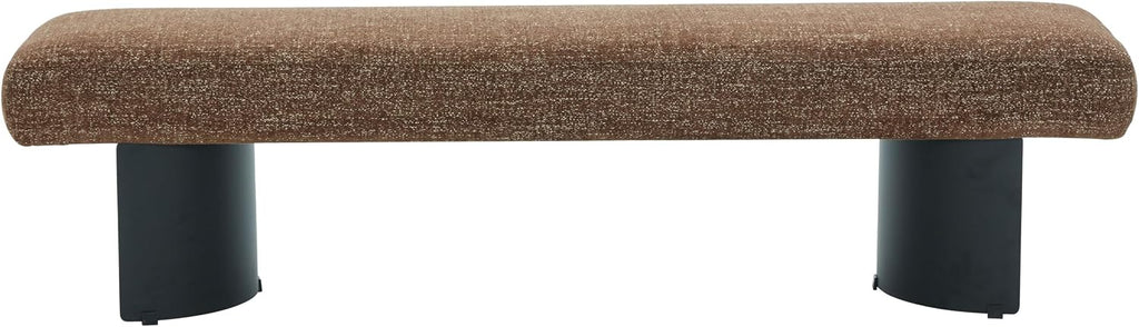 SAFAVIEH Couture Collection – Raelee Dark Brown Upholstered Bench, Black Metal Legs Accent Bench (SFV4844D)