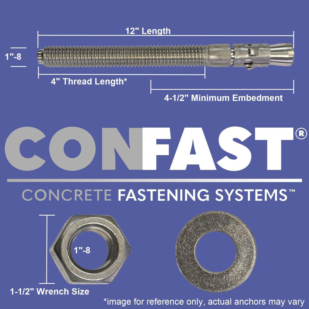 CONFAST 1' x 12' Galvanized Wedge Anchor (Box of 5)