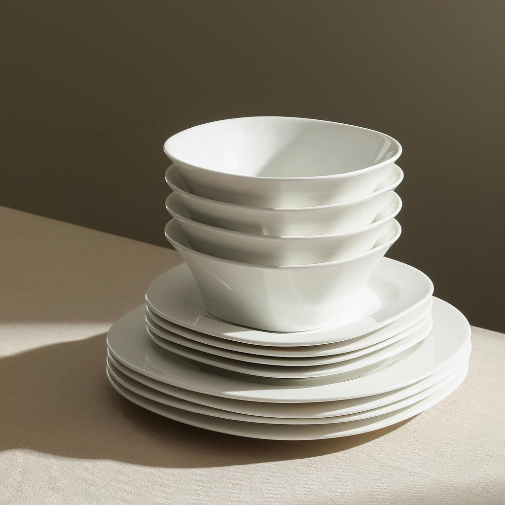 Stone Lain Quadro 24-Piece Dinnerware Set Porcelain, White