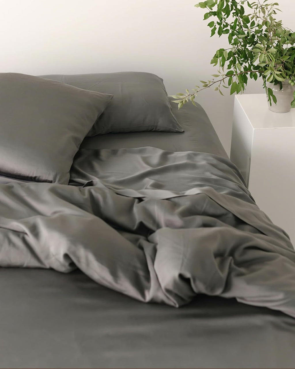 Cozy Earth Luxury Bed Sheet Set - 100% Viscose from Bamboo Fabric, Ultra-Soft & Breathable, Fits Regular & Deep Pocket Mattresses up to 20' - 4 Pieces Queen Sheet Set Charcoal Grey