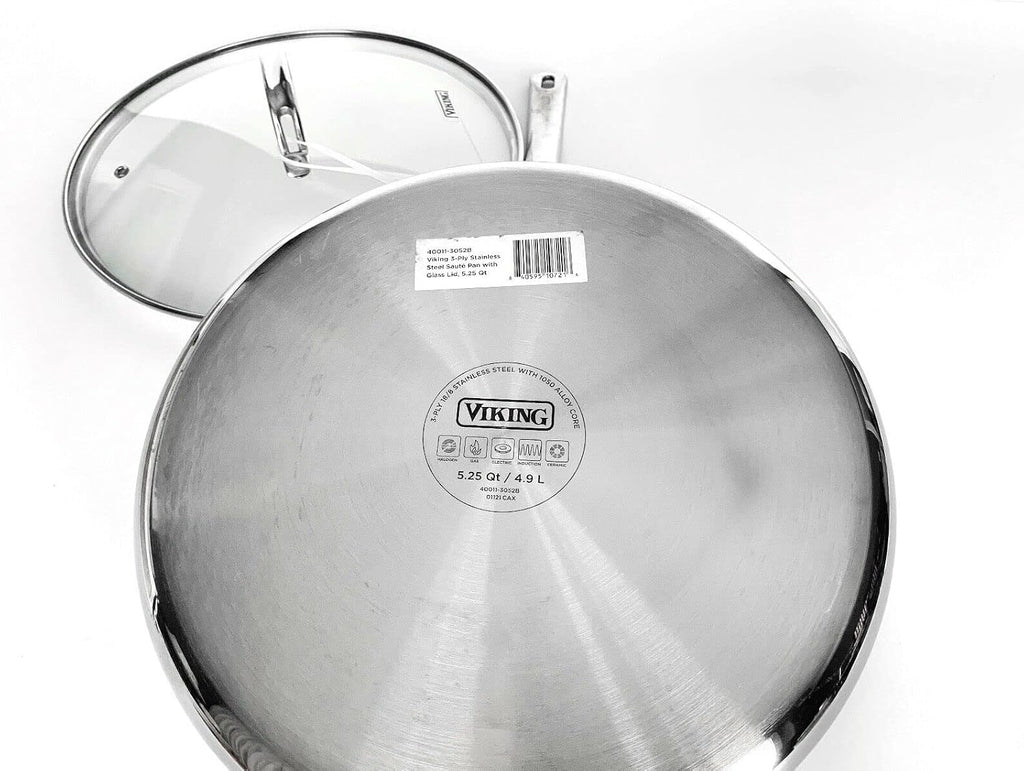 Viking Culinary 3 Ply Stainless Steel With Aluminum Core 5.25 Quart Saute Pan WIth Lid