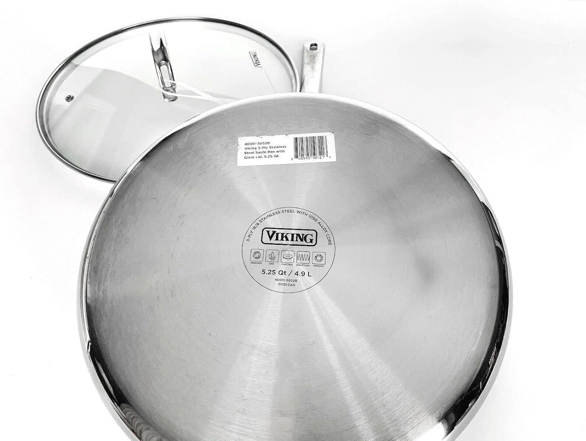 Viking Culinary 3 Ply Stainless Steel With Aluminum Core 5.25 Quart Saute Pan WIth Lid