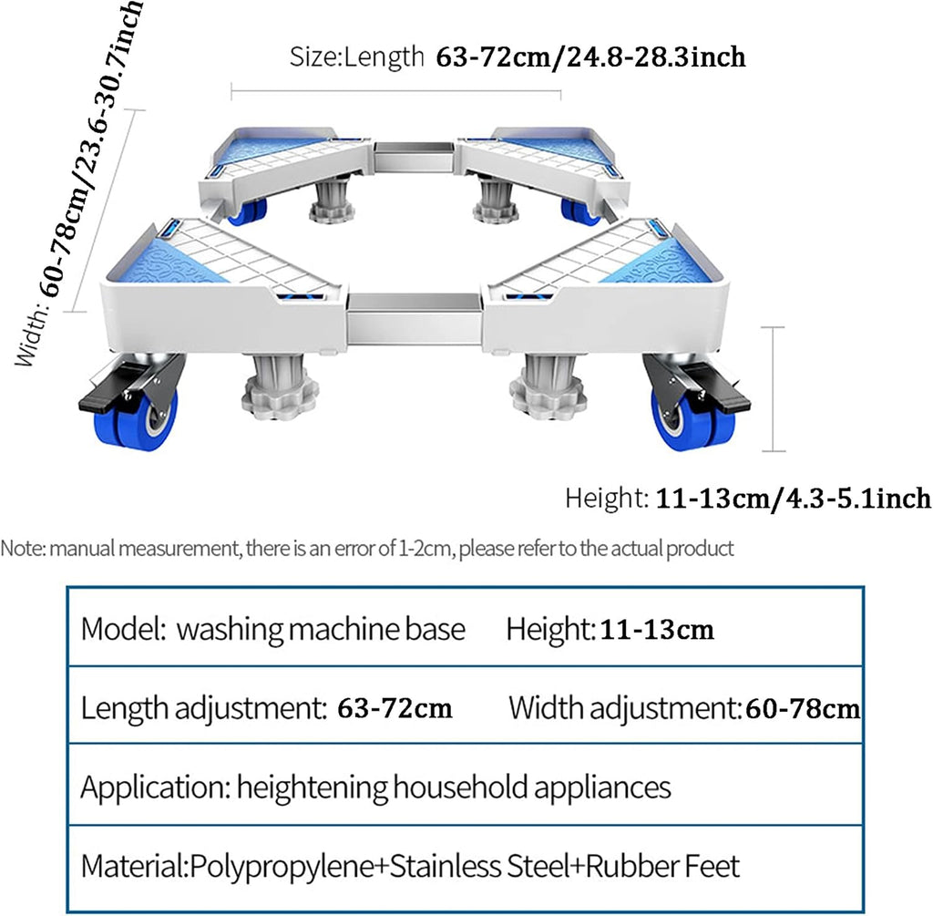 Mini Fridge Stand with Wheels Washing Machine Base,Universal Refrigerator Mobile Cart,Telescopic Furniture Dolly,with 4 Strong Feet 4×2 Locking Rubber Swivel Wheels,for Washer and Dryer