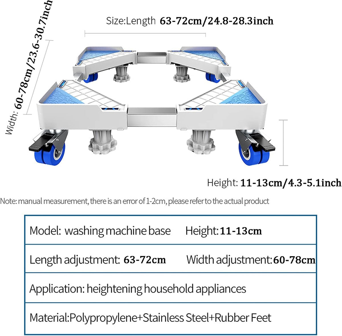 Mini Fridge Stand with Wheels Washing Machine Base,Universal Refrigerator Mobile Cart,Telescopic Furniture Dolly,with 4 Strong Feet 4×2 Locking Rubber Swivel Wheels,for Washer and Dryer