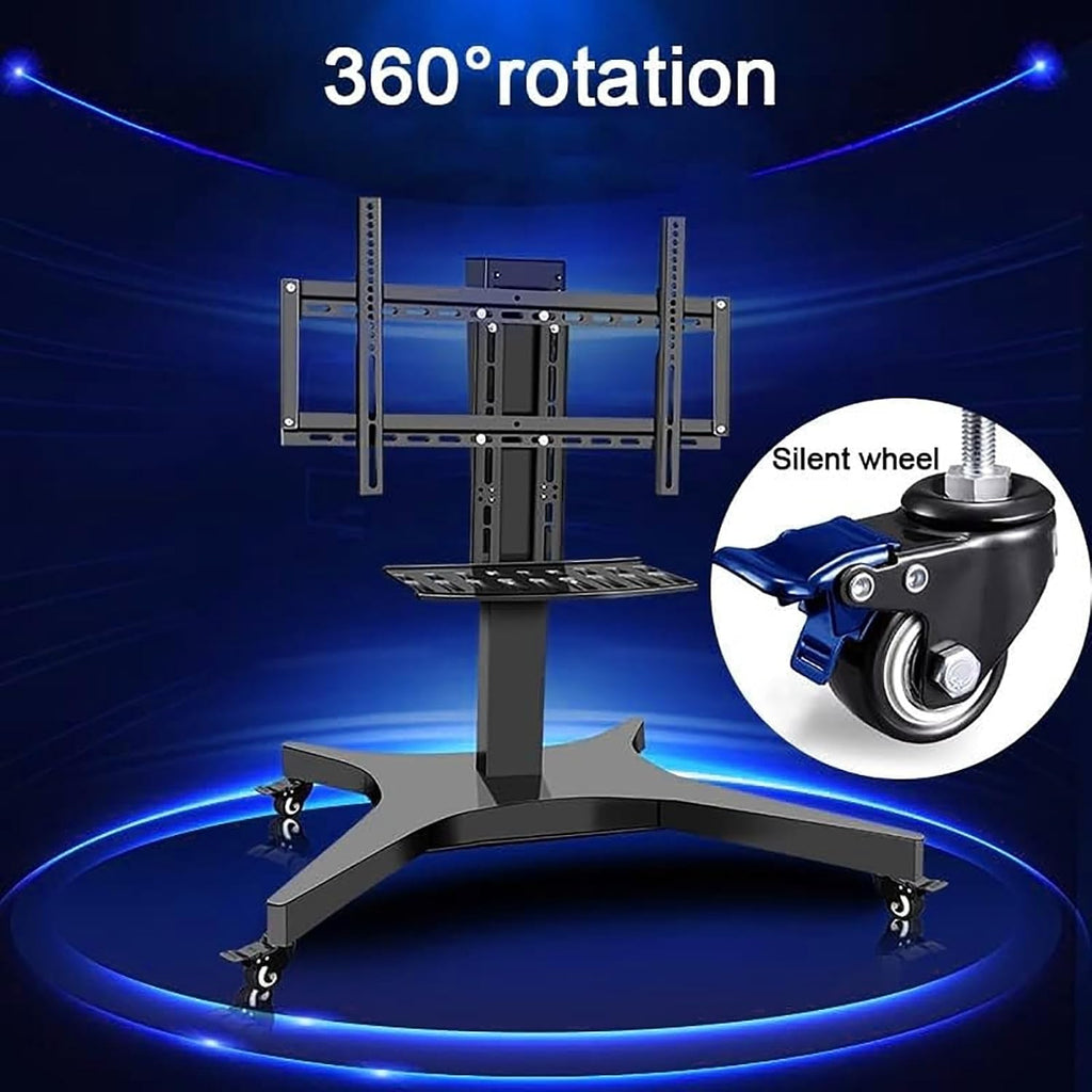 Motorized TV Floor Stand - Mobile TV Cart with Wheels, with Remote Control Intelligent Electric Lifting Stand, Telescopic Electric Lift TV Stand with Auto Lifting, Dual Mode Control