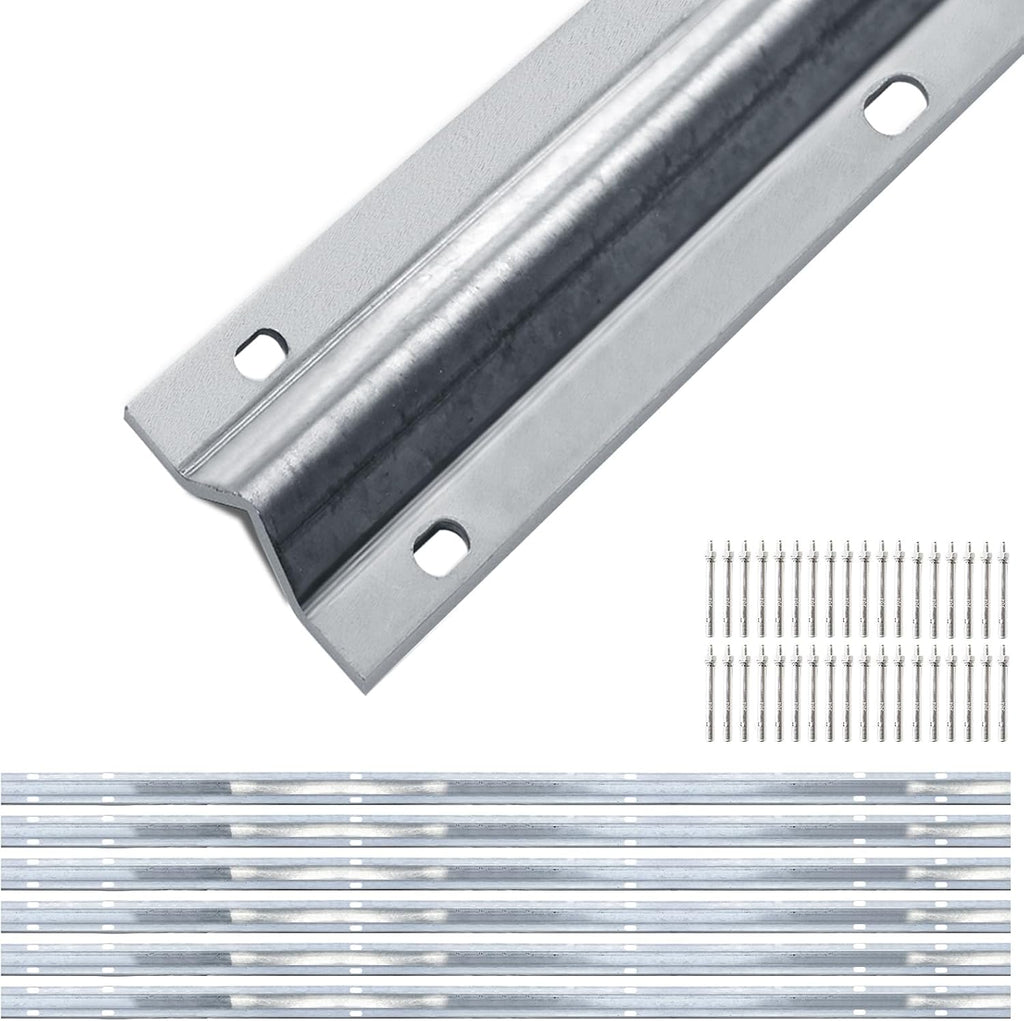 24 Ft V-Track for Sliding Gates, Galvanized Steel Heavy-Duty Inverted V-Groove Track with Hammer Drive Anchors, Durable & Rust-Resistant Rolling Gate Rail for Driveways Systems(4FT6PCS)