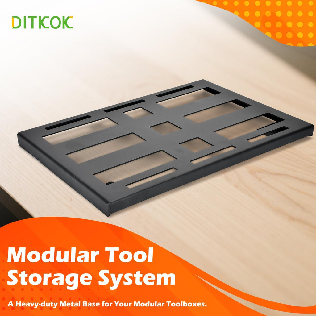 Metal Mounting Plate & Heavy-Duty Dolly with 4 Casters (2 Swivel, 2 Locking) for Klein MODbox Storage System, Powder-Coated Toolbox Base, Fits Full-Width & Half-Width Modular Boxes