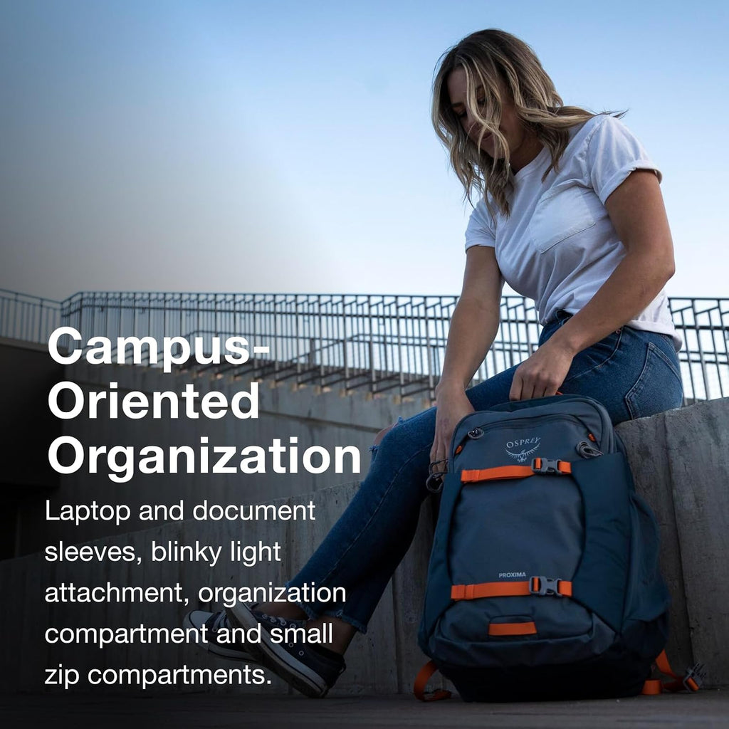 Osprey Proxima 30L Campus Laptop Backpack - Everyday Bag with Tech Storage, Bottle Pockets & Comfortable Carry, Black-Shale Grey
