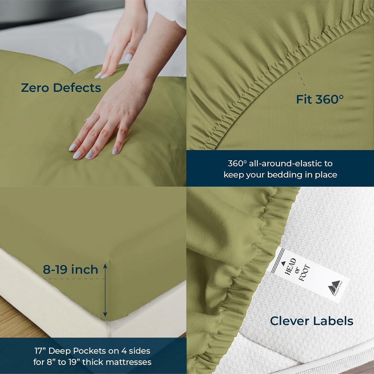 Mayfair Linen 100% Egyptian Cotton Sheets California King Size - Luxury 1500 Series Cal King Sheets Set Egyptian Cotton (4 PC, Sage Green), Silky Soft, Cooling Sateen Weave Hotel Collection Bedding