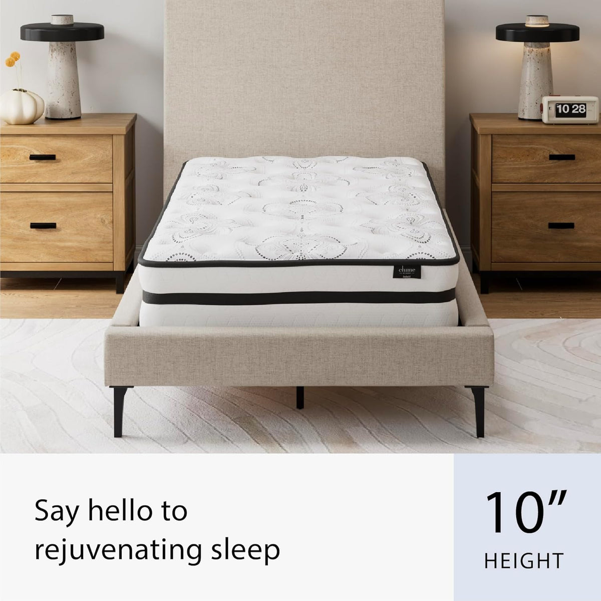 Signature Design by Ashley King Size Chime 10 Inch Medium Firm Hybrid Mattress with Cooling Gel Memory Foam for Pressure Relief, Fiberglass-Free, Mattress In A Box