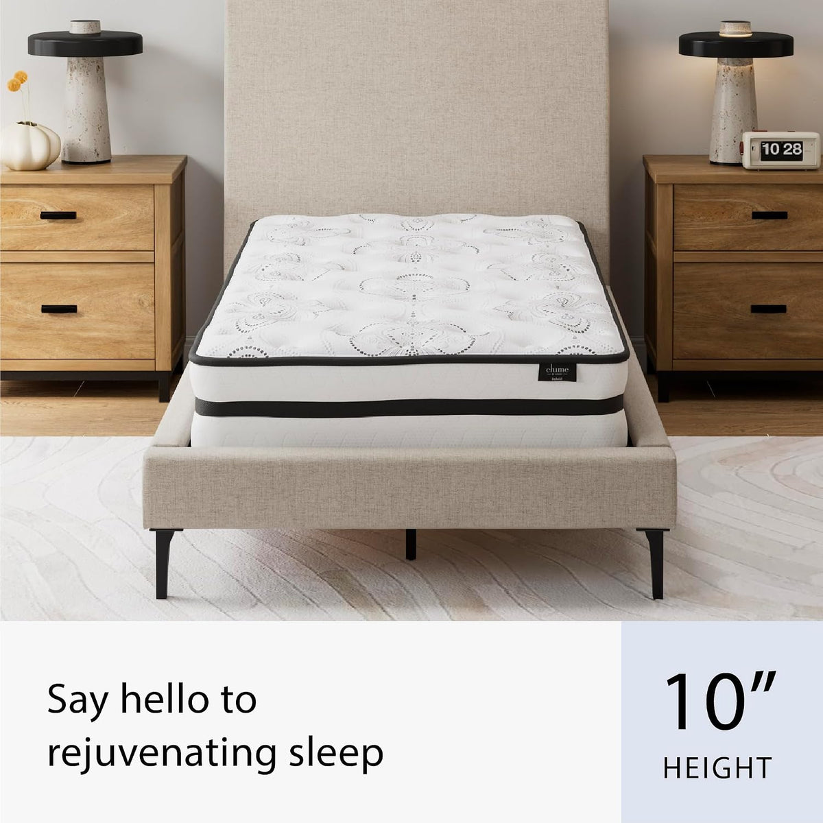 Signature Design by Ashley California King Size Chime 10 Inch Medium Firm Hybrid Mattresswith Cooling Gel Memory Foam for Pressure Relief, Fiberglass Free, Mattress In A Box