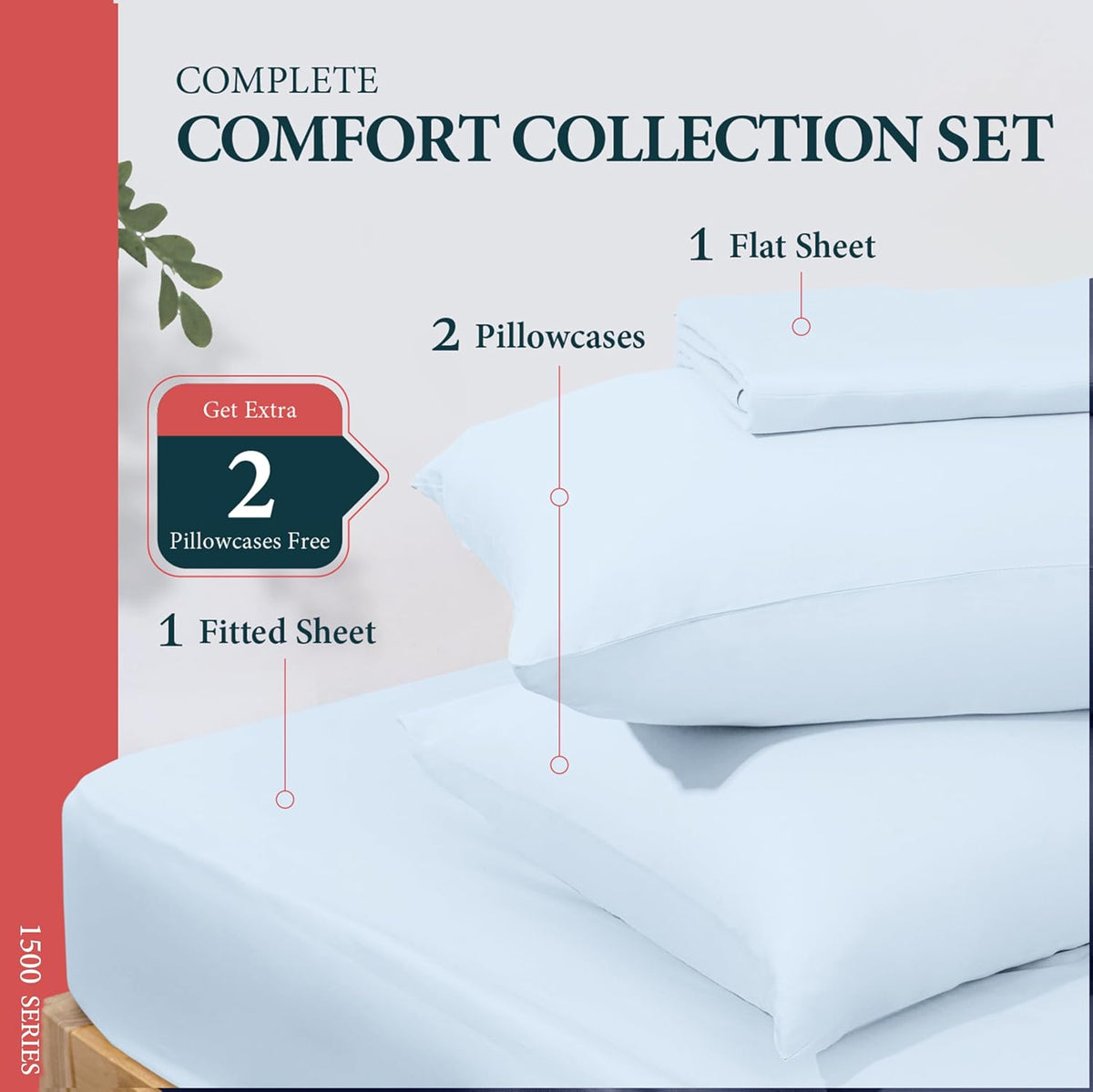 100% Egyptian Cotton Sheets Queen Size Bed Set - Luxury 1500 Series Prestige Collection Queen Sheet Set (4 PC, Light Blue), 17' Deep Pocket, Silky Soft, Cooling, Sateen Weave Bedding