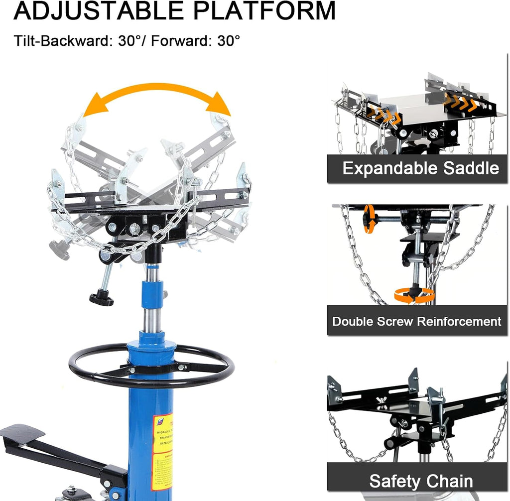 Transmission Jack 1660 lbs/ 0.75 Ton Capacity Hydraulic Telescopic Transmission Jack 34' - 68' Adjustable Height Telescoping Transmission Hydraulic with 360° Swivel Wheels Lift Hoist