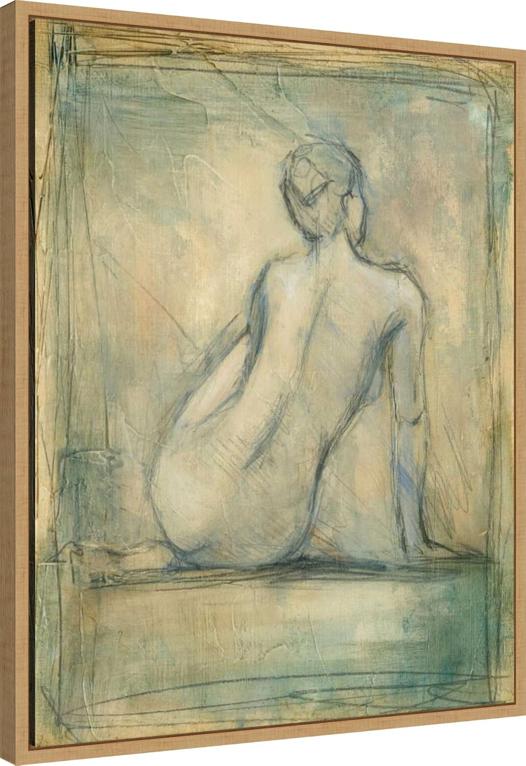 Amanti Art Framed Canvas Wall Art 28x23 Contemporary Figure Study I by Ethan Harper, Framed Wall Art Canvas, Abstract Artwork, Modern Decor, Medium Poster Painting for Living Room, Bedroom, Bathroom,