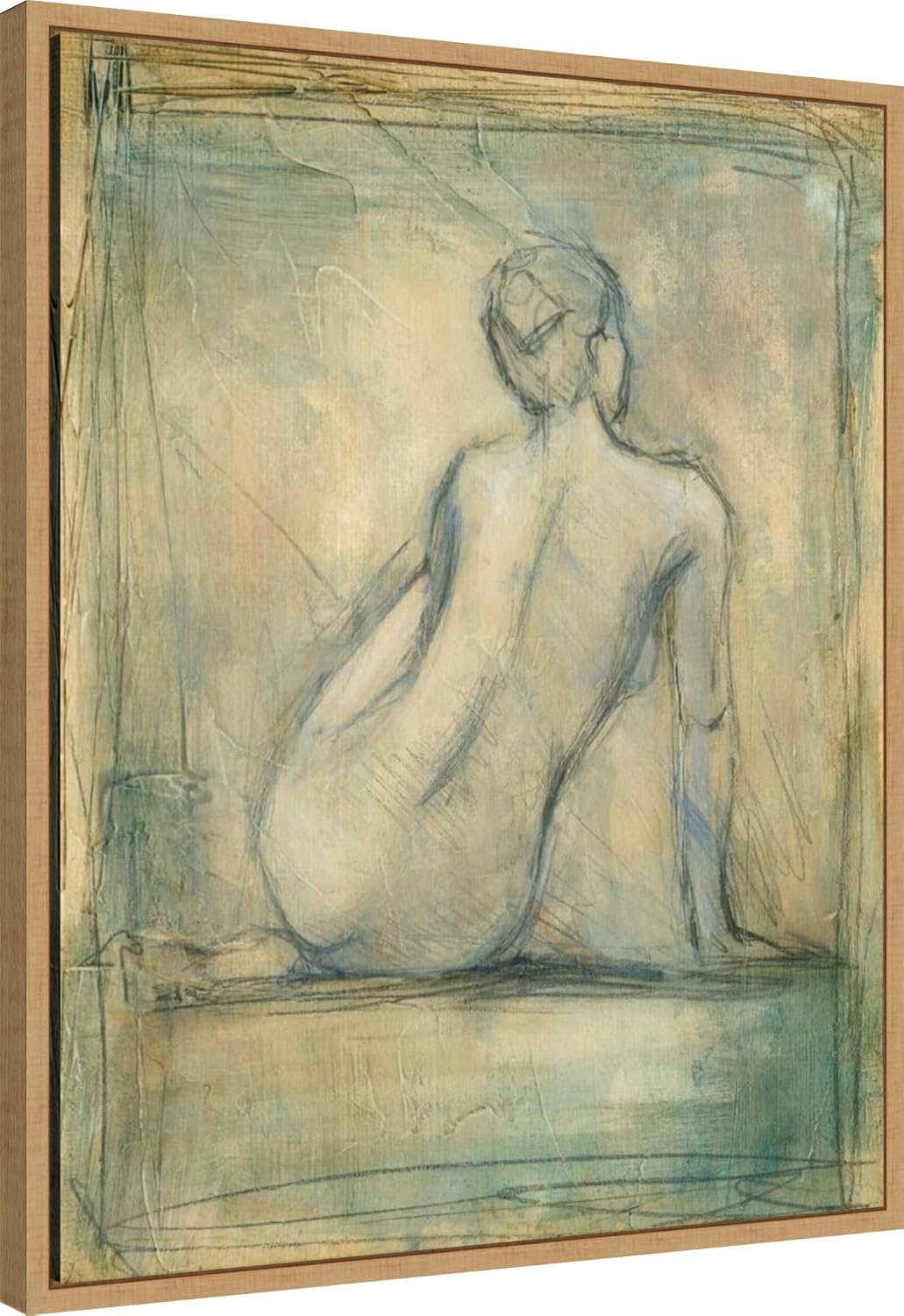 Amanti Art Framed Canvas Wall Art 28x23 Contemporary Figure Study I by Ethan Harper, Framed Wall Art Canvas, Abstract Artwork, Modern Decor, Medium Poster Painting for Living Room, Bedroom, Bathroom,