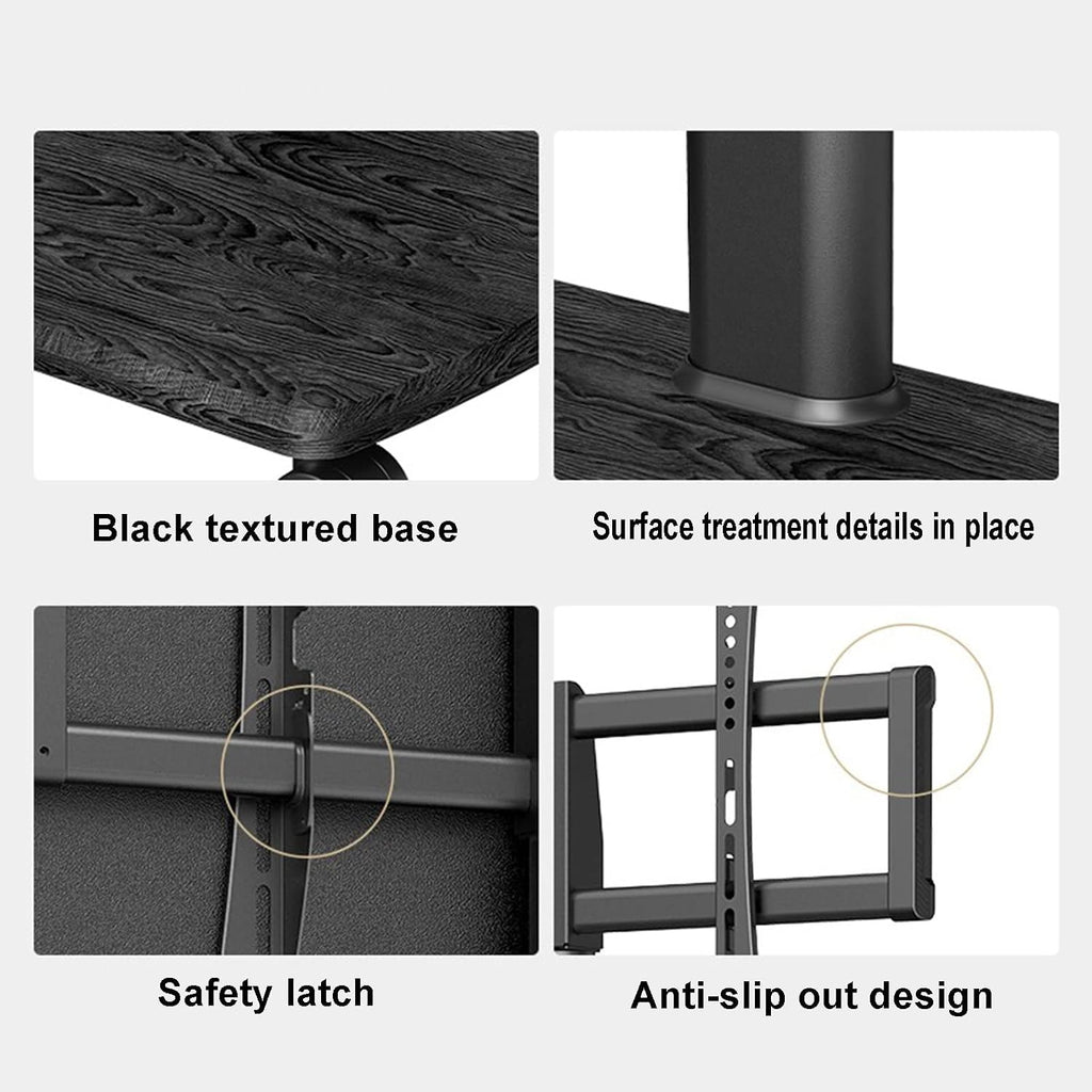 Universal TV Stand Mobile TV Cart With Wheels For 37-75 Inch TVs, Rolling Floor TV Stand With Wooden Base, 360°rotation, Max VESA 600x400mm, Black