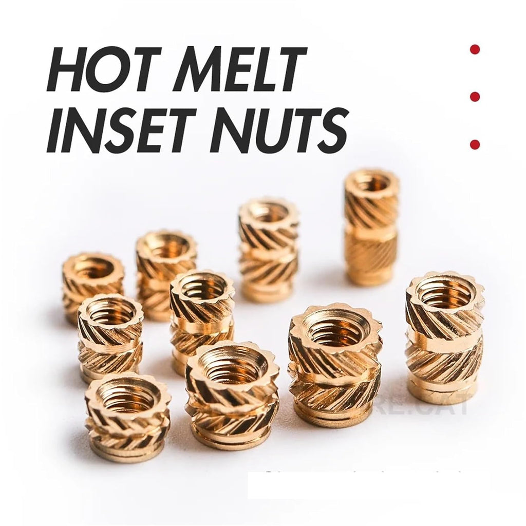 Brass Knurled Nuts M1 M1.2 M1.4 M2 M2.5 M3 M4 M5 M6 M8 Heat Thread Metric Hot Melt Insert Nut Set(M2m2.5m3m4m5m6 830pcs)