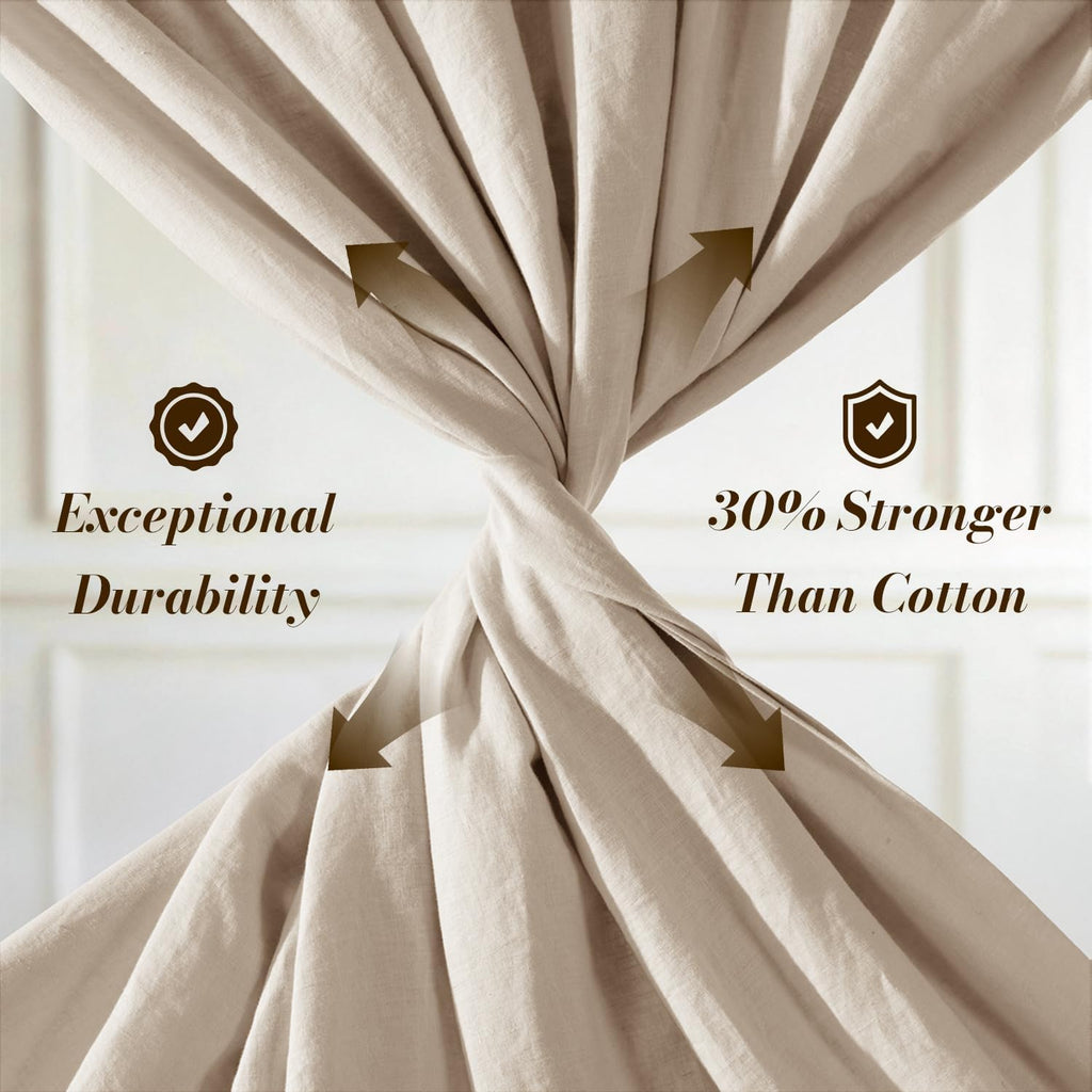 SONORO KATE 100% French Pure Linen Sheets, Breathable and Durable Line Twin Size Sheets, Anti-Tear Line Bed Sheets, Machine Washable, 16 Inch Deep Pocket - 3 Piece (Natural Linen, Twin)