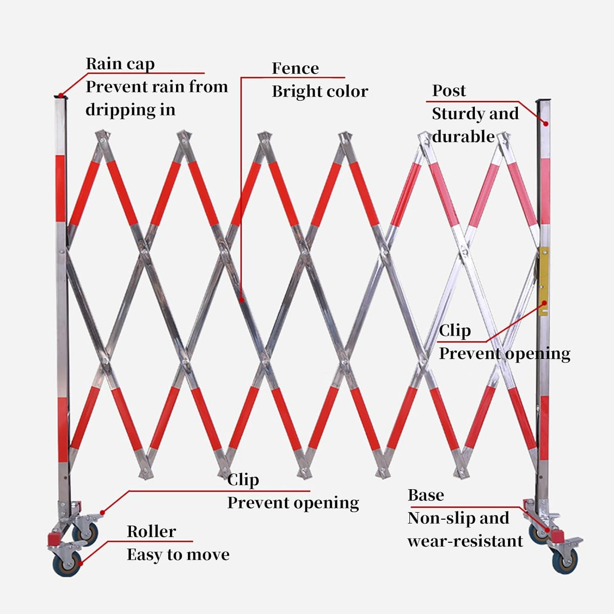 Retractable Stainless Steel Traffic Barrier - Expandable Mobile Metal Fence with Universal Wheels for Versatile Safety & Security Solutions