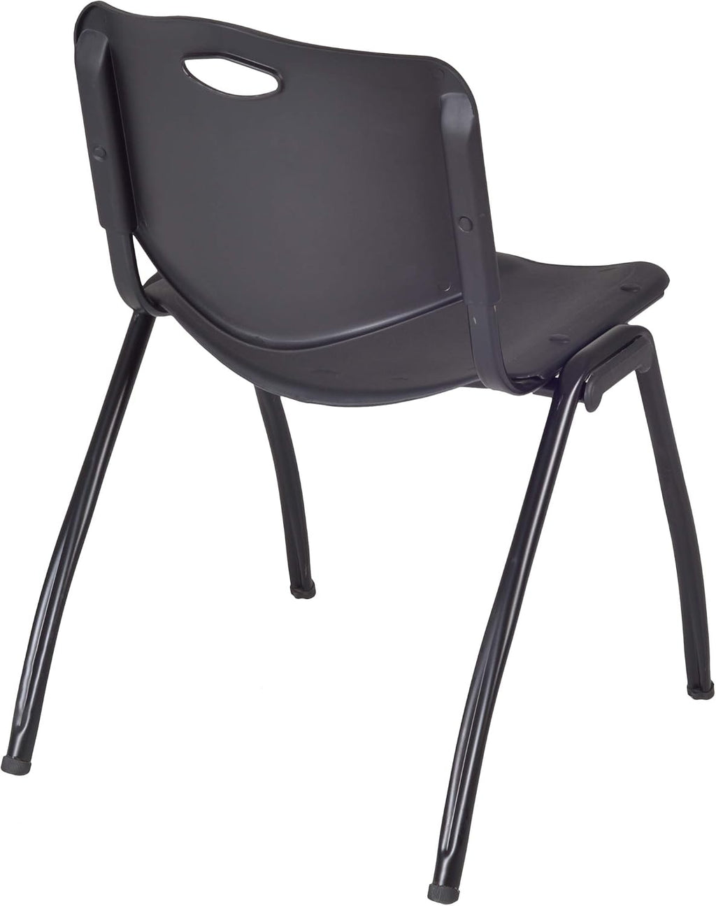 Regency Cain 42 in. Square Breakroom Table- Neo Walnut & 4 M Stack Chairs- Black