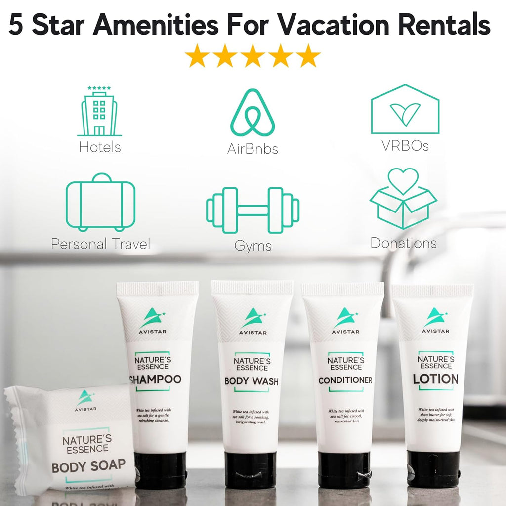 270 Piece Hotel Soap & Bulk Toiletries - Travel Essentials for BnB Hosts & Guests - Hotel Shampoo & Conditioner Supplies for Guests, Hotel Toiletries Bulk Set, Mini Bulk Travel Size Toiletries