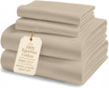 100% Egyptian Cotton Sheet Set Queen Size – 1000 Thread Count Silky Sateen Weave Queen Sheet Set for Good Sleep Comfort, 15' Snug Fit Deep Pocket, Breathable, Hotel-Quality Luxury You Can Feel - Taupe