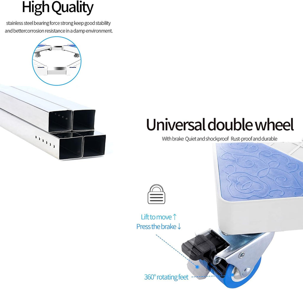 Mini Fridge Stand Washing Machine Base,Mobile Furniture Dolly,Universal Appliance Adjustable Pedestal,with 4 Wheels Swivel Casters Locking 4 Lifting Feet,for Dryer,Refrigerator Work Platform