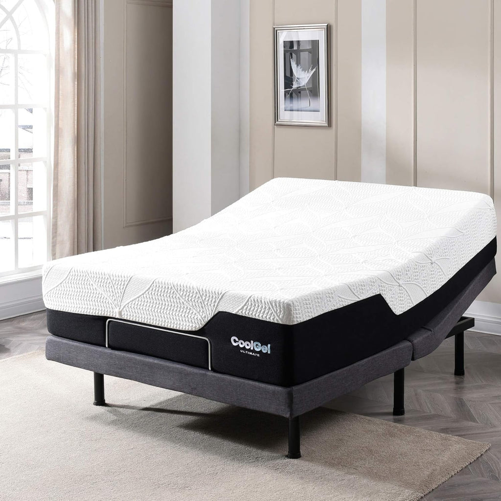 COOL GEL Chill Memory Foam 14-Inch Mattress with Pillow, CertiPUR-US Certified, Mattress in a Box, Full, White