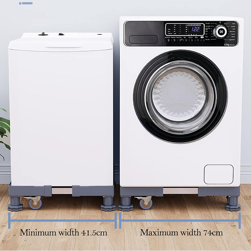 Adjustable Washing Machine Stand, Portable Mini Fridge Riser with 4 Wheels, Washer Pedestal, Washer and Dryer Base, Multi-Functional Movable Universal Base Stand, 45-66cm