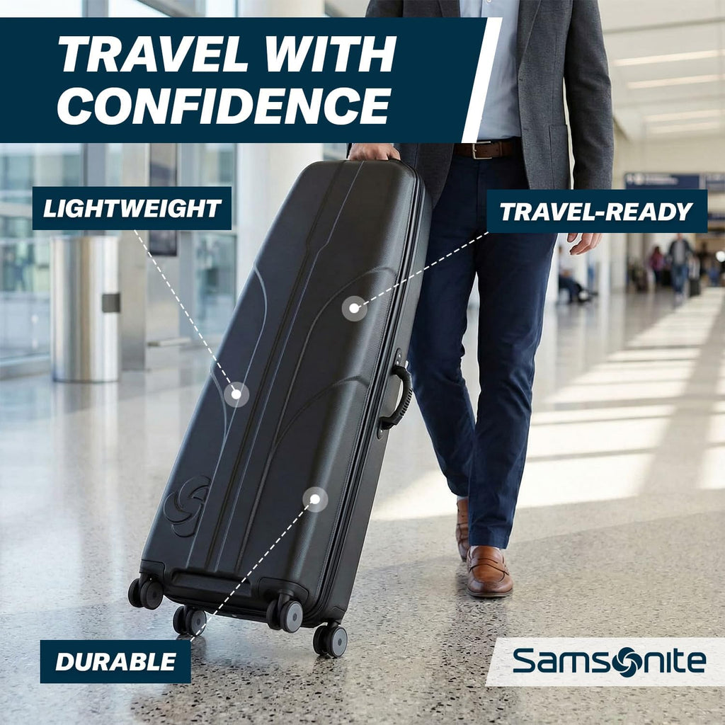 Samsonite Tour Deluxe Golf Hard Case Golf Travel Bag, Lightweight & Durable ABS Shell, 360 Degree Multi-Directional Wheels