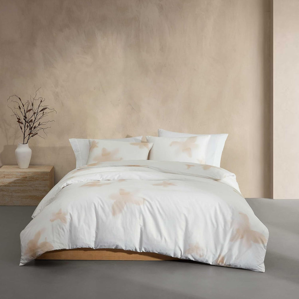 Calvin Klein - King Comforter Set, Cotton Sateen Bedding with Shams, Soft and Breathable, Smooth Silky Feel with Subtle Sheen, Lightweight All-Season Comforter, Liquid Floral Beige