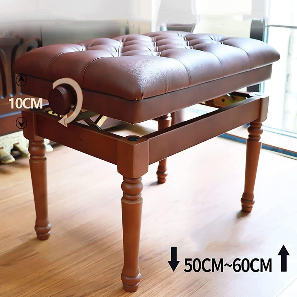 Piano Stool Piano Bench Dressing Table Stool Piano Bench Height Adjustable Padded Keyboard Bench Piano Stool Keyboard Bench Vanity Stool, Strong Load Capacity & Easy Asse-Walnut