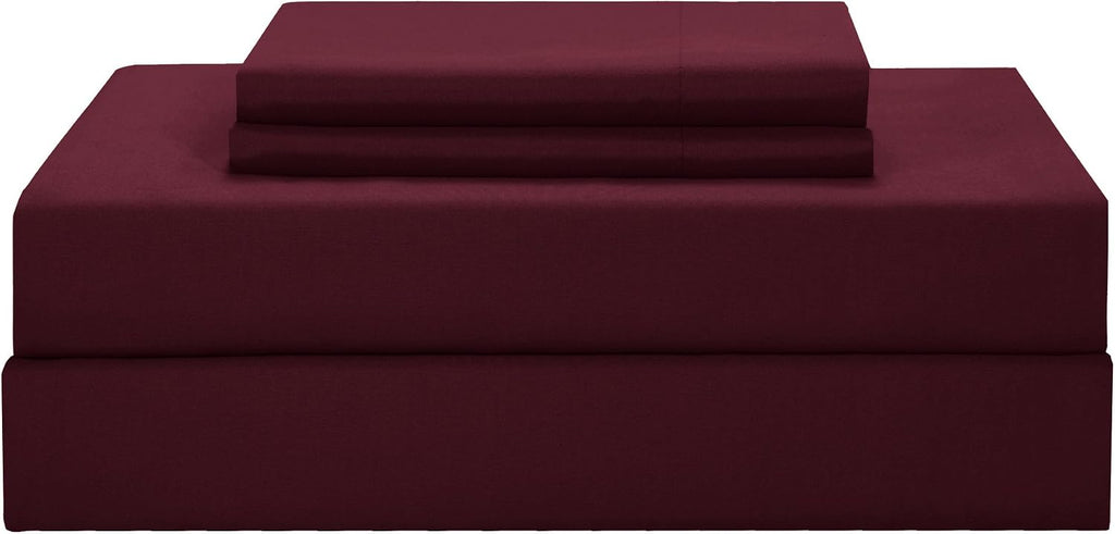Chic Home Burgundy Bed in a Bag Comforter Set, Queen Size (10 Pieces), Ayelet - Color Block Stripe Premium Microfiber Bedding - Comforter, Flat & Fitted Sheet, Shams, Pillowcases & Decorative Pillows