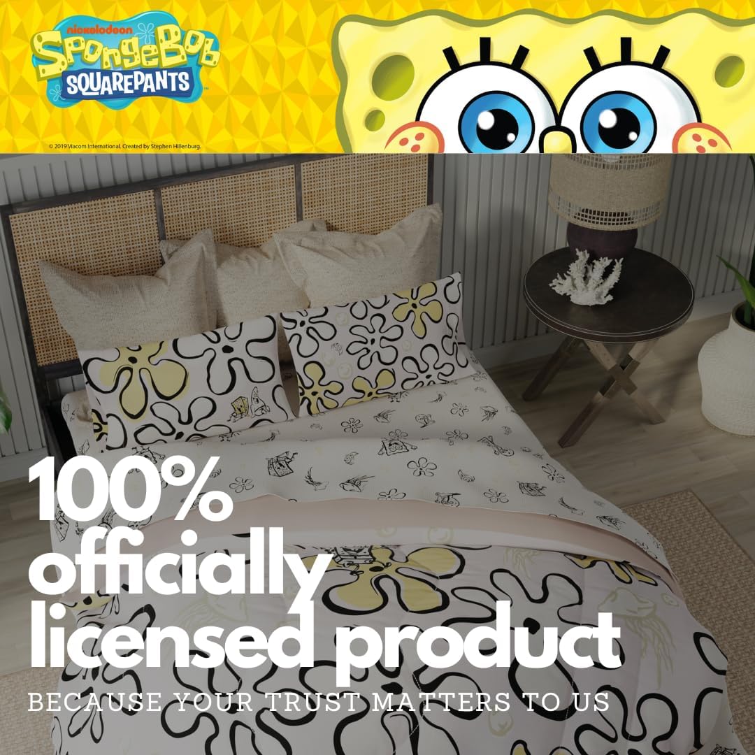 Collectibles Spongebob Squarepants Jellyfish Recycled Bedding 7 Piece Super Soft Reversible Comforter and Sheet Set, Full, (100% Official Licensed Product) by Franco