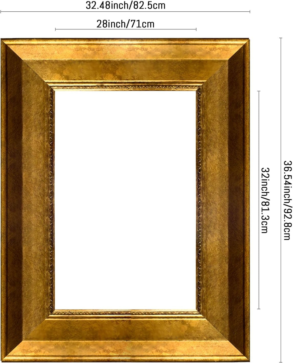 28x32 Antique Gold DIY Painting Frame, Large Ornate Oil Painting Decorative Picture Frame, Hand-Polished Paste Foil, Suitable For European Retro, Baroque Decoration Style(Only Frame)