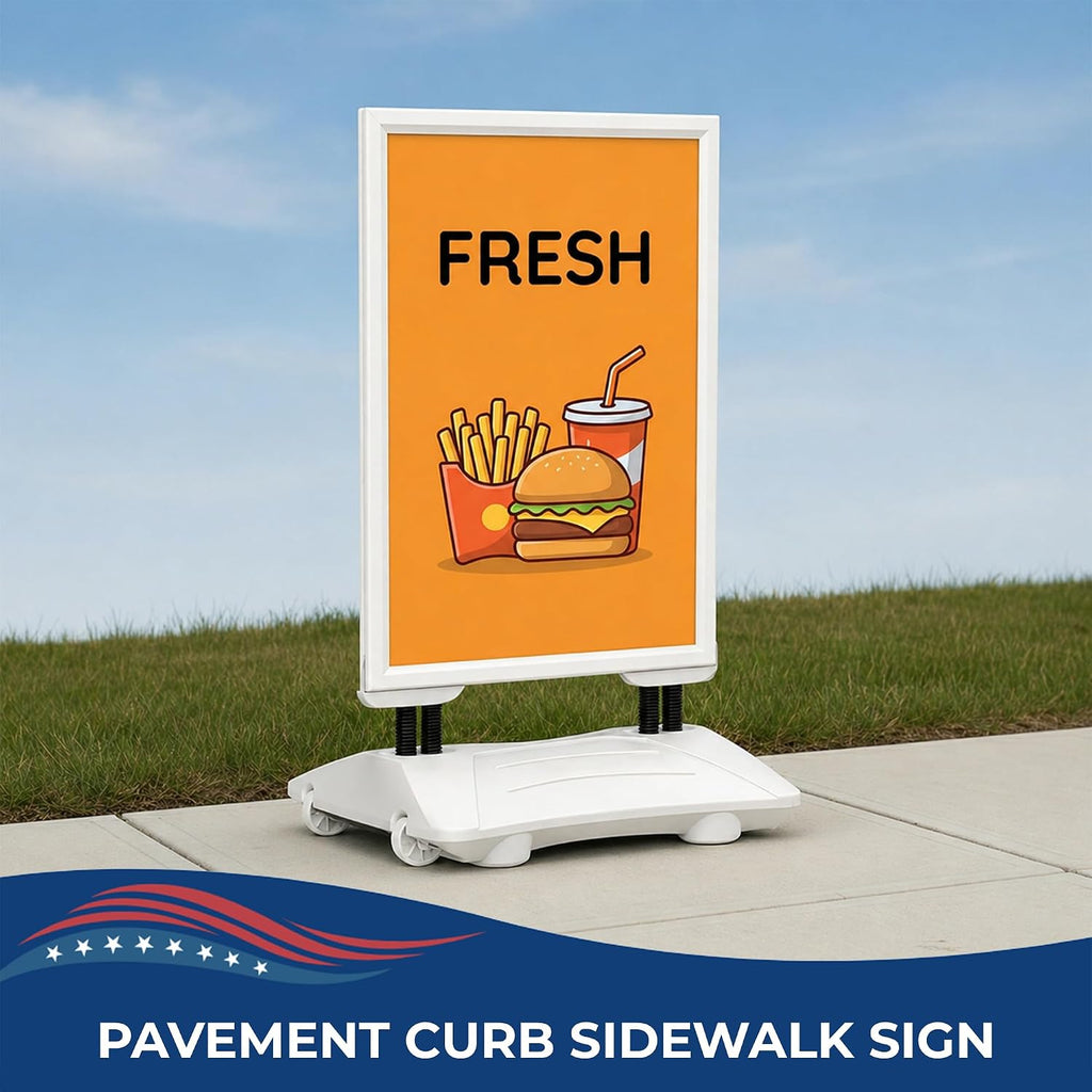 Custom Weighted Sidewalk Sign by DC – 23x33 Outdoor Sign Holder with Custom Print | Heavy Duty Advertising Stand for Business, Storefront Use | Made in USA